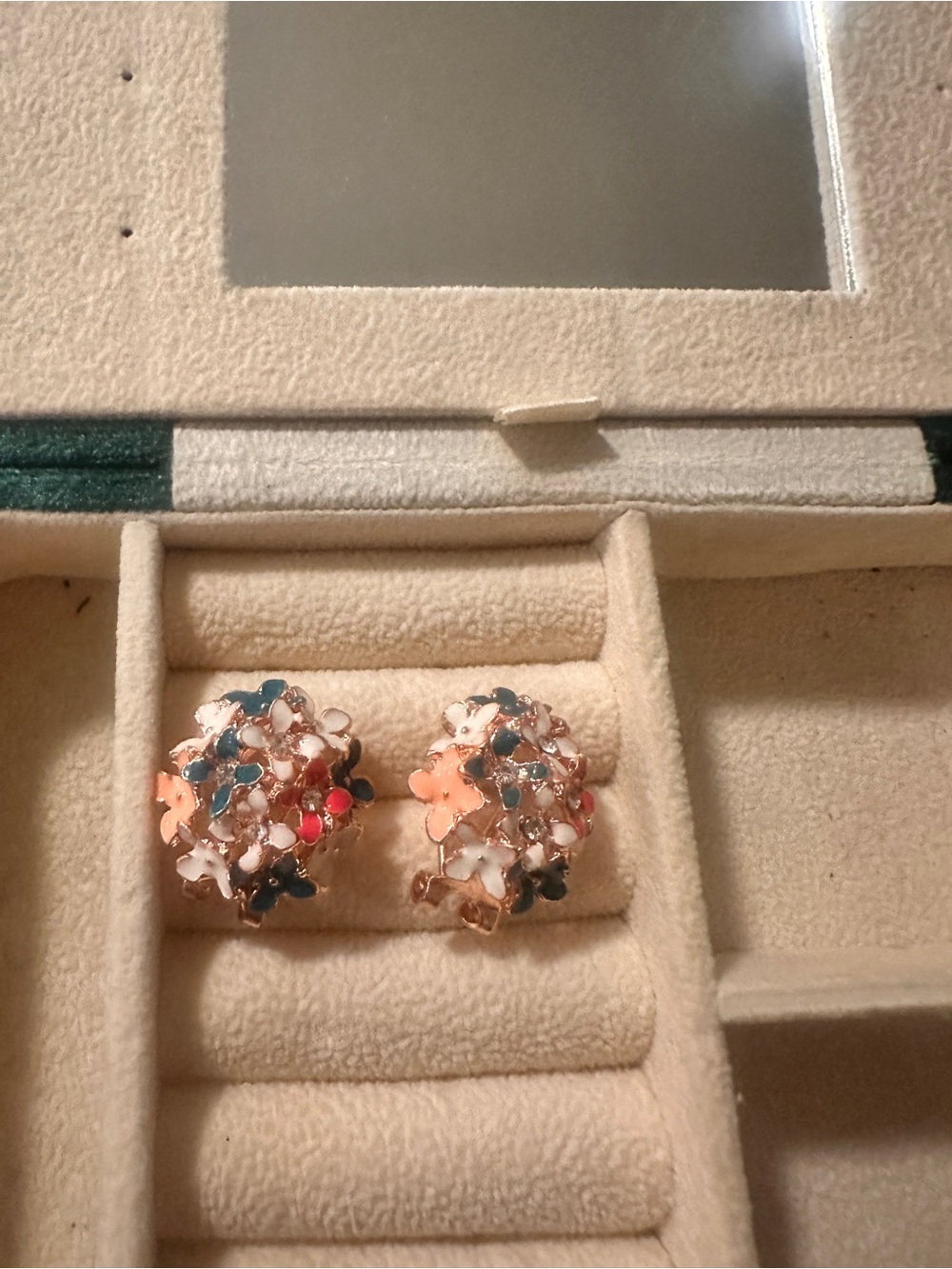 Floral Cluster Enamel Clip-On Earrings in Multicolor